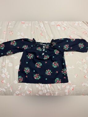 Carter's Navy Floral Long-Sleeve Peasant Top